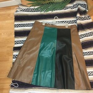 EUC Faux Leather Skirt with Multi Color panels